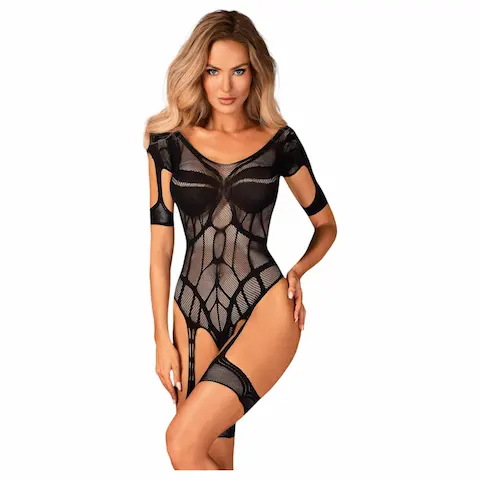 Obsessive – vzorované otevřené černé síťované body (S