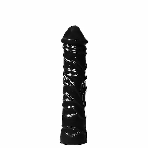 All Black AB19, černé vinylové dildo 33 x 6,5–7 cm