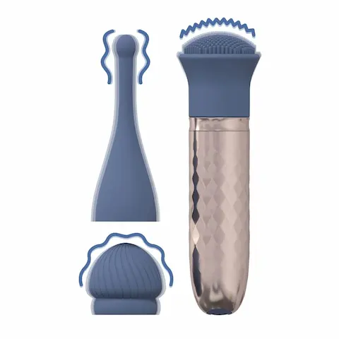 Shots Loveline The Thrill 10 Speed Interchangeable Vibe, set vibrátoru se 3 výměnnými nástavci
