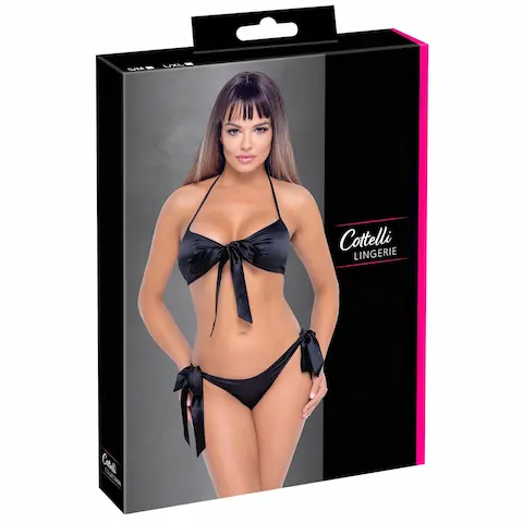 Cottelli – sada podprsenka ve stylu bikin (černá)