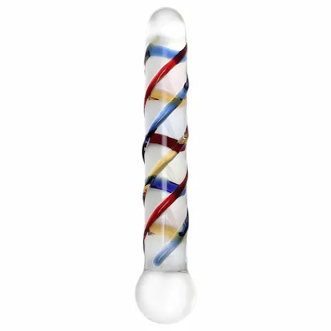 Rimba Rachella – dvojitý skleněný dildo – průhledný/barevný