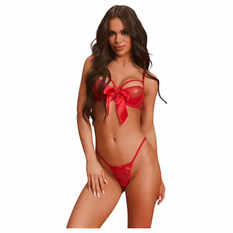 Obsessive Gifty – dvoudílná sexy souprava spodního prádla pro ženy (červená)