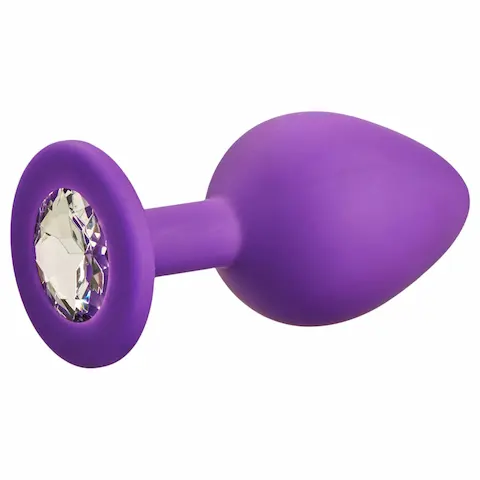 Baseks – silikonový anální kolík s krystalkem (fialový) – 8 cm