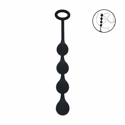 Levelz Waterdrop Silicone Anal Balls S, černé anální kuličky 24,5 x 2 cm