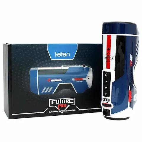 Leten SM Future Pro – síťový tlačný, svěrací a vyhřívaný masturbátor (modrý)