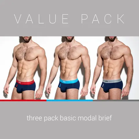 Slipy ES Collection UN248P Basic Modal Brief 3 ks S, výhodné balení 3 pánských slipů z modalu