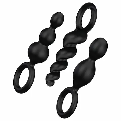 Satisfyer Booty Call – sada análních kolíků (černá, 3dílná)