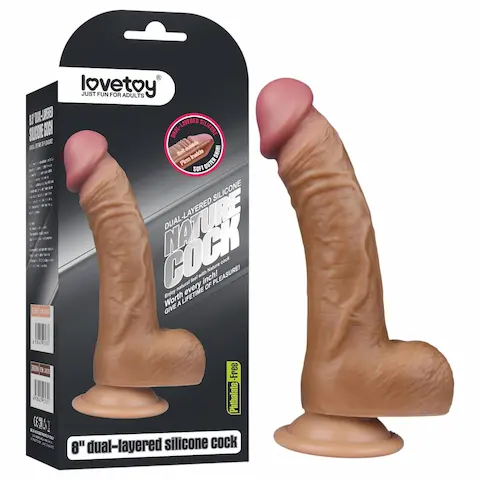 Lovetoy – realistické dildo zahnuté – 20 cm – tělová barva