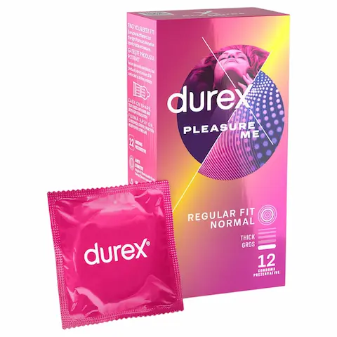 Durex Pleasure Me – kondomy s drážkami a tečkami – 12 ks