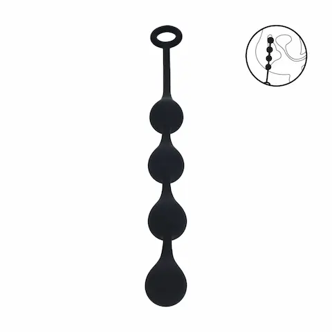 Levelz Waterdrop Silicone Anal Balls M, černé anální kuličky 32,5 x 3 cm