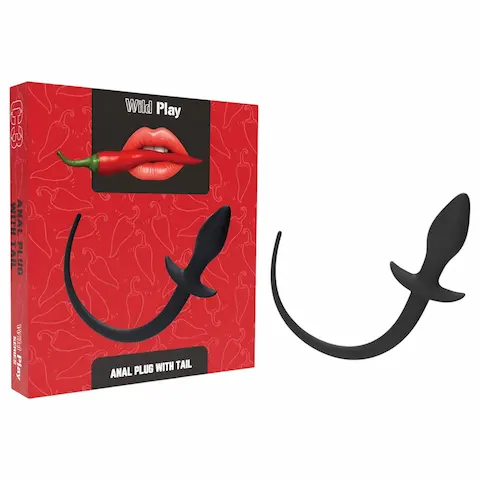 Erospace Wild Play – anální kolík s ocasem, pro hraní rolí (černý)