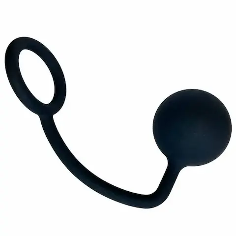 Titus Cock Ring with Anal Ball 60 mm, silikonový erekční kroužek 50 mm s anální koulí 6 cm