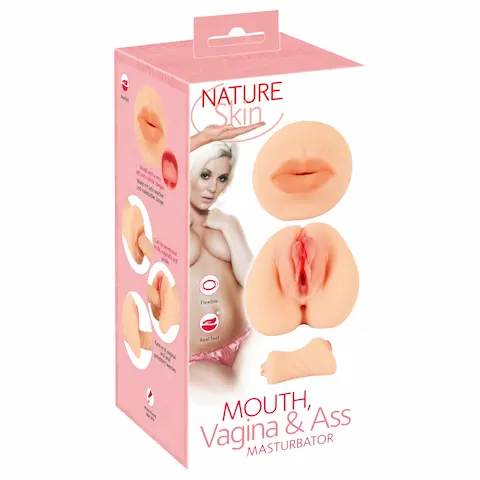 Nature Skin – masturbátor vagíny a úst (přírodní)