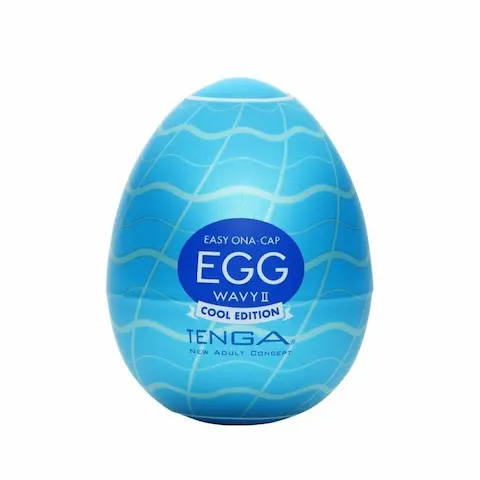 Tenga Egg Wavy II Cool Edition, masturbátor se stimulační texturou a chladivým lubrikantem