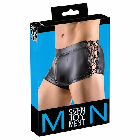 Svenjoyment – pánské boxerky s bočním šněrováním – matné černé