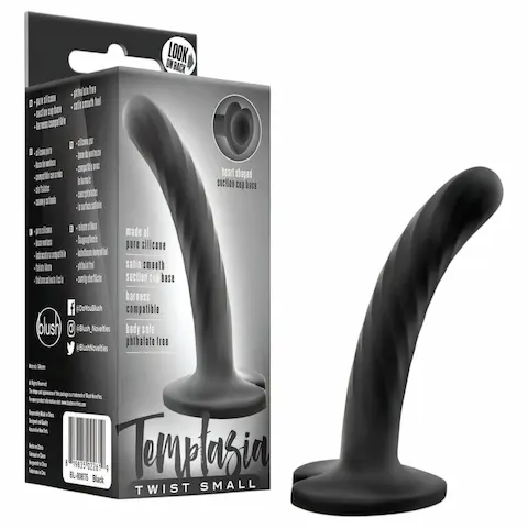 Temptasia Twist Small – přísavkový, zkroucený dildo (černý)