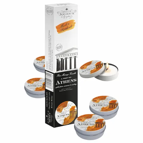 Petits Joujoux Athens – masážní svíčka – pižmo‑parfém (5×43 ml)