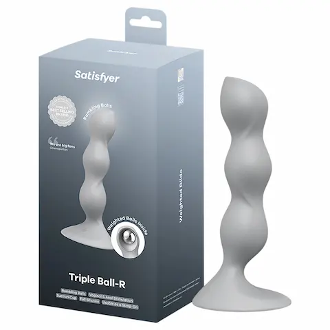 Satisfyer Triple Ball-R – dildo s korálky – šedá