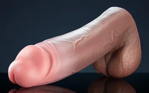 Weredog Azure Signature Medium, prémiové tělovo-hnědé silikonové dildo 19,3 x 4,1–4,7 cm