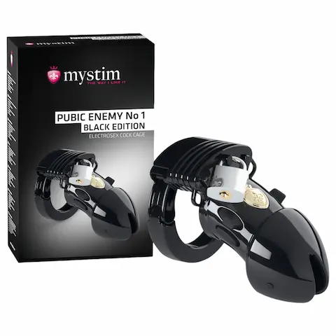 Mystim – elektro klec na penis – Black Edition – Pubic Enemy No 1