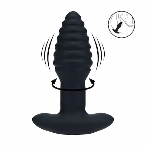 Levelz Vibrating & Rotating Ribbed Anal Plug, vibrační a rotační anální kolík 12,2 x 3,9 cm