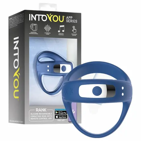 INTOYOU – Vibrační kroužek na penis a varlata ovládaný aplikací, pro muže (modrý)