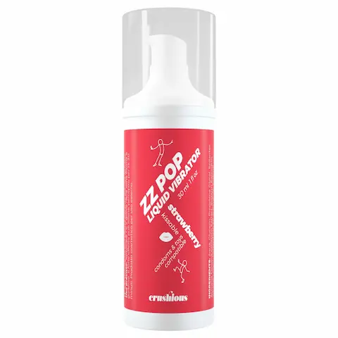 Crushious ZZ Pop – líbatelný tekutý vibrátor jahoda (30 ml)