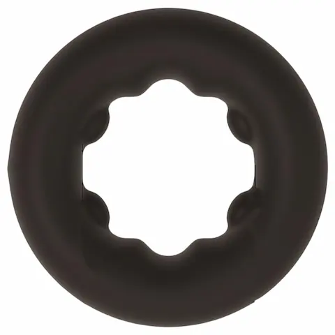 Pulselock Cocktura – puntíkovaný silikonový kroužek na penis (černý) – 27 mm