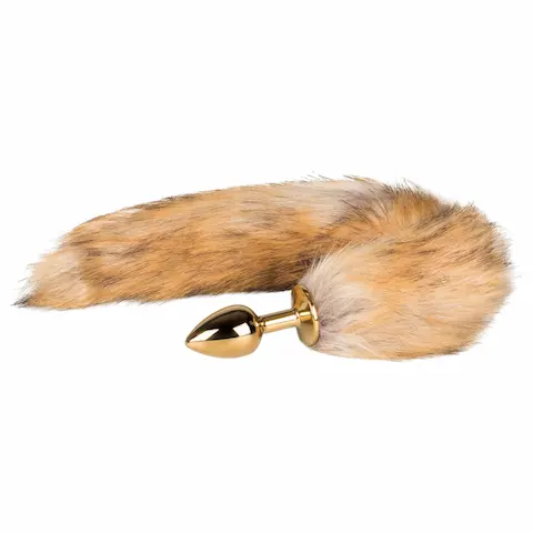 EasyToys Fox NO1 – kovový anální kolík s liščím ocasem (zlatý‑červený)