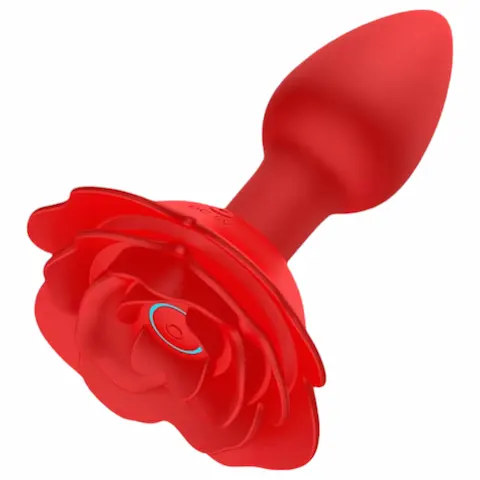 Rose Plug – anální vibrátor na dálkové ovládání, dobíjecí, červený