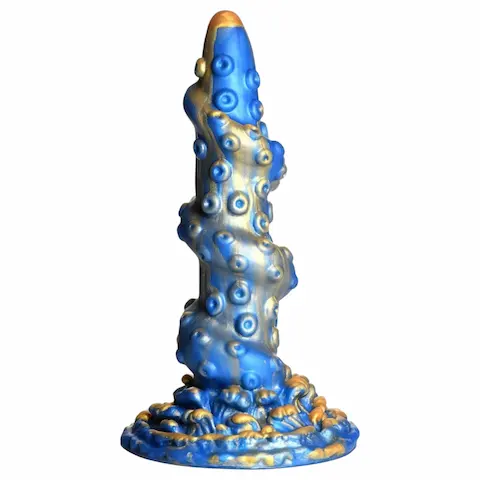 Creature Cocks Kraken – dildo s chapadly – spirál – 21 cm – zlatá/modrá