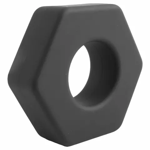 Pulselock Forge – silikonový erekční kroužek ve tvaru matice (černý) – 22 mm