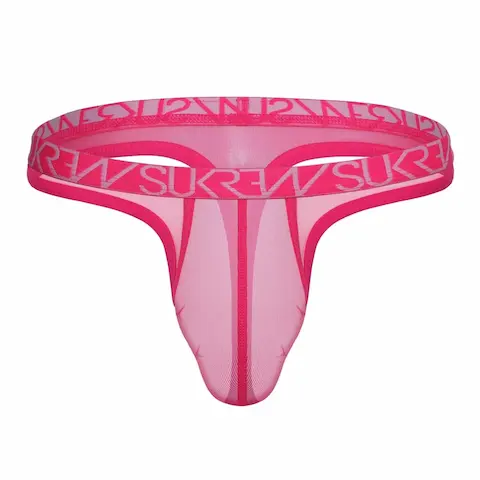 Pánská tanga Sukrew Mesh Low-Rise Thong Electric Pink