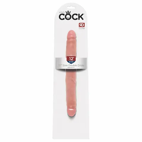 King Cock 12 Slim – realistické dvojité dildo (31 cm, tělová barva)