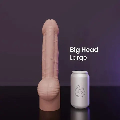 Erotixxx Toys Big Head Pale Flesh 75% L, prémiové silikonové dildo s Vac-U-Lock 32,1 x 6,8–7,3 cm
