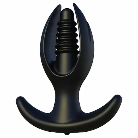 Kangvo – magnetický, nafukovací rýhovaný anální kolík (černý)