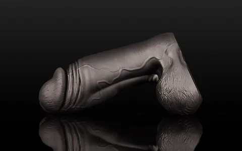 Weredog Riot Jet Medium, prémiové černé silikonové dildo 19,74 x 5–6,2 cm