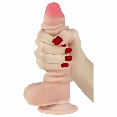 Lovetoy – realistické dildo – dvojitá vrstva – 18 cm – tělová barva