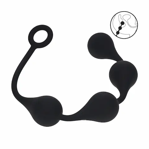 Levelz Waterdrop Silicone Anal Balls L, černé anální kuličky 41,5 x 4 cm