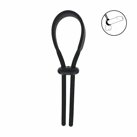Levelz Wide Lasso Cock Ring, nastavitelná silikonová škrtící smyčka na penis a varlata