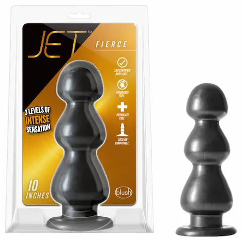Blush Jet – dildo s přísavkou a perlami – černý