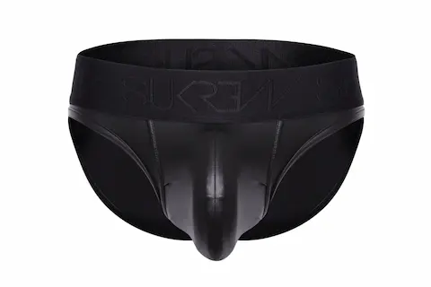 Slipy Sukrew Rubber Look Classic Brief Nightlife Black S, pánské lesklé slipy