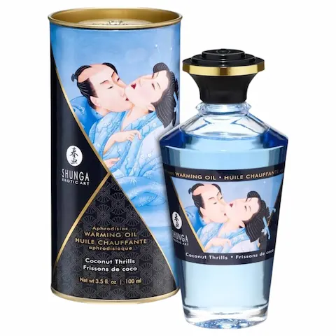 Shunga – masážní olej s hřejivým efektem – kokos – 100 ml