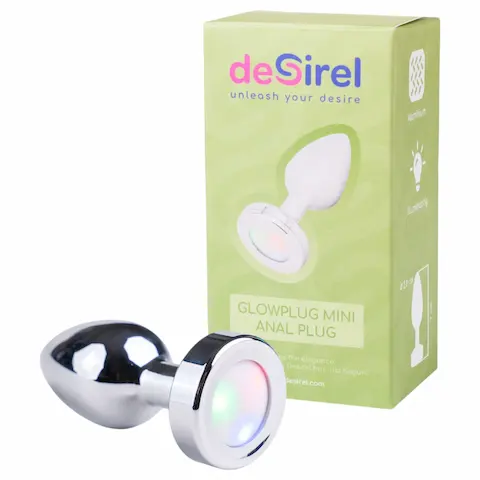 Desirel – anální kolík svítící – malý – stříbrný