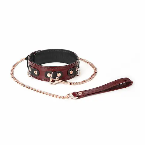 Obojek s vodítkem Liebe Seele Wine Red Collar and Leash vínový