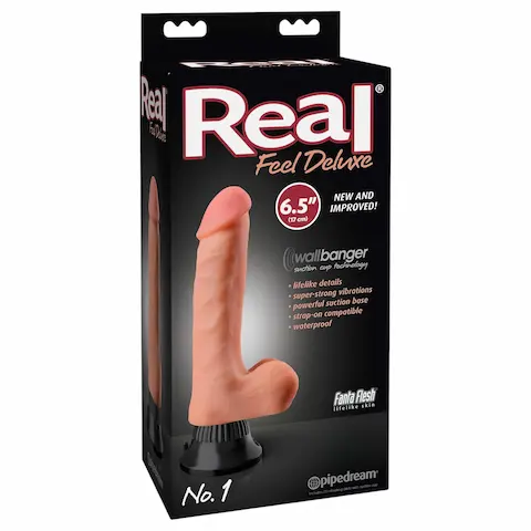 Real Feel Deluxe No.1 – realistický vibrátor s varlaty – naturální vzhled