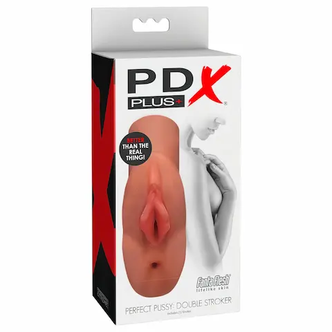 PDX – 2v1 realistický masturbátor – dvojitý otvor – tmavá tělová barva