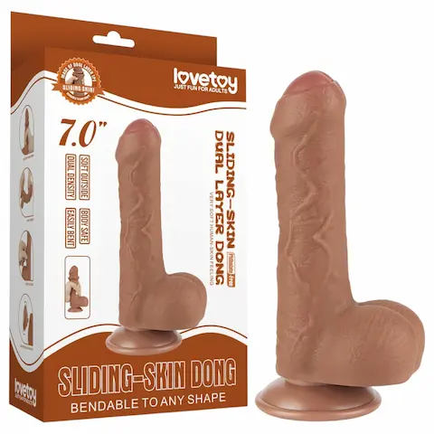 Lovetoy – dildo s varlaty – realistický dvouvrstvý – 18,3 cm – tělový