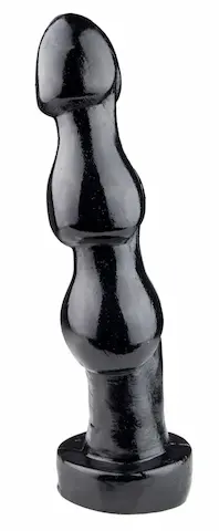 HardToys Triple 2, černé vinylové dildo 28 x 5,2–6,5 cm