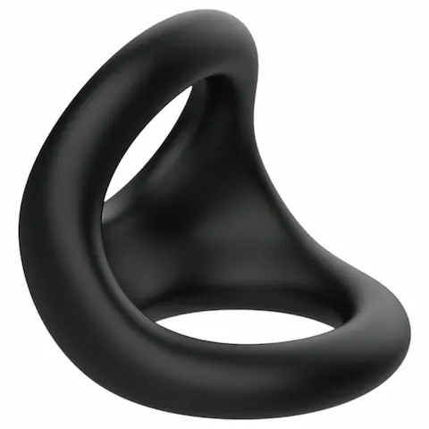 Pulselock Taur – tvarovaný kroužek na penis a varlata (černý)